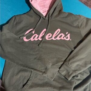 Cabela's Olive Green Hoodie with Soft Pink Interior